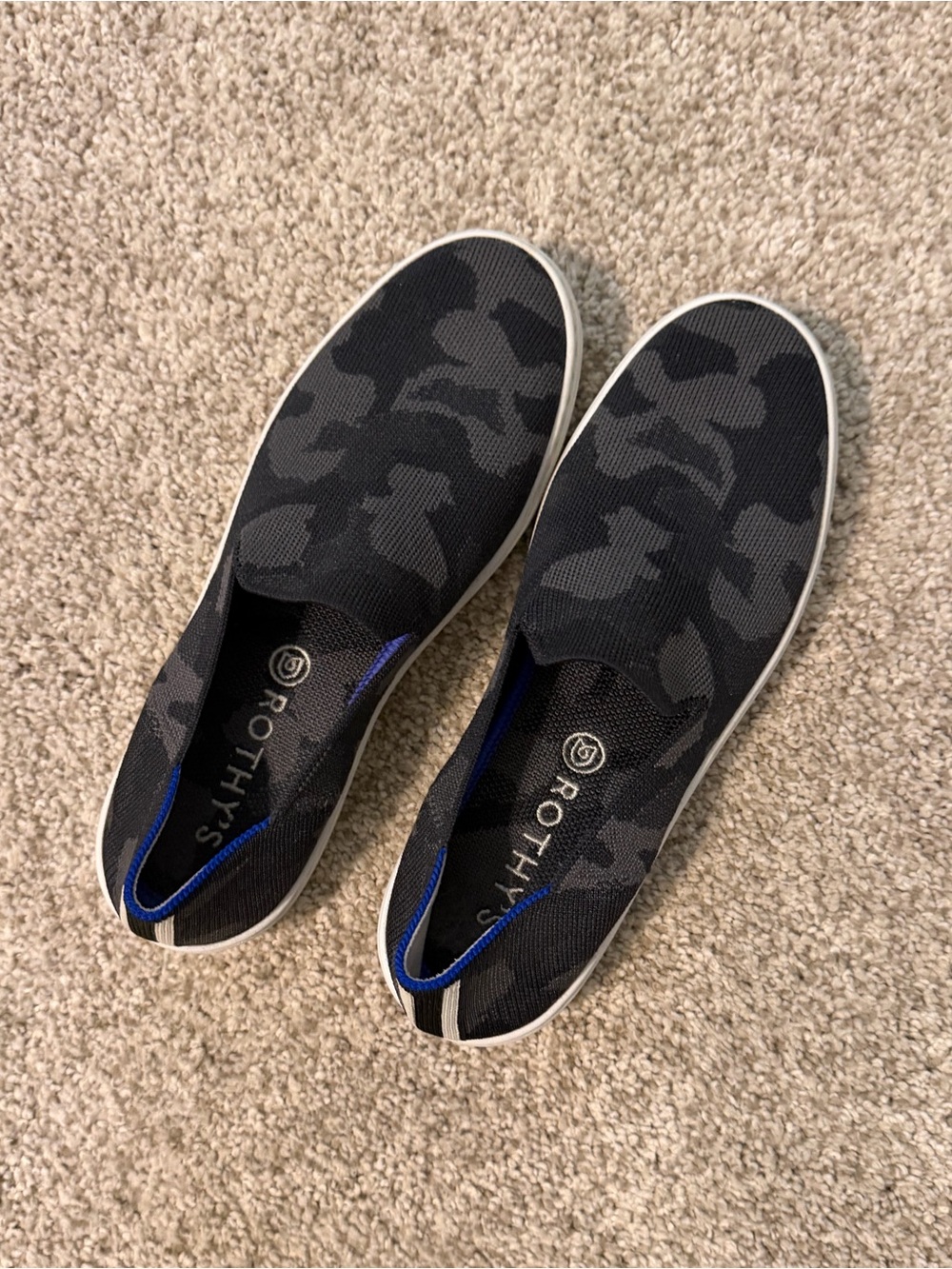 Camo Rothy’s slip ons